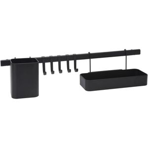 Carousel Home 60cm Matte Black Metal Wall Mounted Kitchen Organiser Utensil Holder and Shelf Carousel Home 60cm Matte Black Metal Wall Mounted Kitchen Organiser Utensil Holder and Shelf