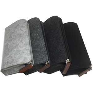 GreenZech (Black grey, Flat) 1 Pcs Felt Pen Bag Pure Color Pencil Case Round Flat Bag Zipp GreenZech (Black grey, Flat) 1 Pcs Felt Pen Bag Pure Color Pencil Case Round Flat Bag Zipp