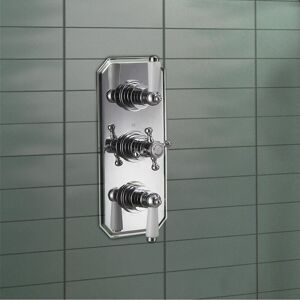 NES Home Traditional 3 Dial 2 Way Concealed Thermostatic Shower Valve Brass Chrome NES Home Traditional 3 Dial 2 Way Concealed Thermostatic Shower Valve Brass Chrome