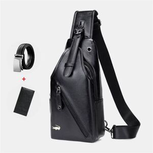 GreenZech (Black 003) 3PCS Men Chest Bag Wallet Belt Set Casual Multifunction Wear- Resist GreenZech (Black 003) 3PCS Men Chest Bag Wallet Belt Set Casual Multifunction Wear- Resist