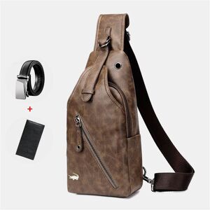 GreenZech (Brown 004) 3PCS Men Chest Bag Wallet Belt Set Casual Multifunction Wear- Resist GreenZech (Brown 004) 3PCS Men Chest Bag Wallet Belt Set Casual Multifunction Wear- Resist