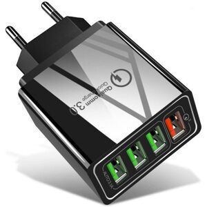 GreenZech (Black) 4 Ports USB Fast Charging QC3.0 Quick Charge Power Adapter for Mobile Ph GreenZech (Black) 4 Ports USB Fast Charging QC3.0 Quick Charge Power Adapter for Mobile Ph