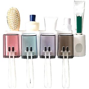GreenZech (4 Cups) 2/3/4 Cups Toothbrush Holder Wall Hanging Toothpaste Dispenser Strong B GreenZech (4 Cups) 2/3/4 Cups Toothbrush Holder Wall Hanging Toothpaste Dispenser Strong B