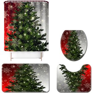 GreenZech (D) 180x180CM Christmas Tree Shower Curtain Set Non-Slip Rugs Toilet Lid Cover B GreenZech (D) 180x180CM Christmas Tree Shower Curtain Set Non-Slip Rugs Toilet Lid Cover B