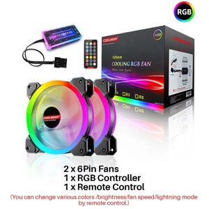 GreenZech (2x 6PIN Fans +1x RGB Controller + 1x Remote Control) 120mm Computer PC Cooler C GreenZech (2x 6PIN Fans +1x RGB Controller + 1x Remote Control) 120mm Computer PC Cooler C