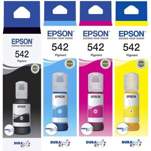 Epson 542 Black Cyan Magenta Yellow Refill 4 Ink Bottle Toner Value Pack Epson 542 Black Cyan Magenta Yellow Refill 4 Ink Bottle Toner Value Pack