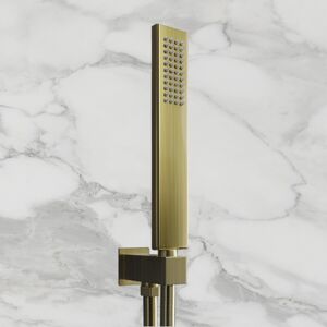 Nes Home Wall Mounted Square Brushed Gold Brass Shower Handset with Holder Hose Nes Home Wall Mounted Square Brushed Gold Brass Shower Handset with Holder Hose