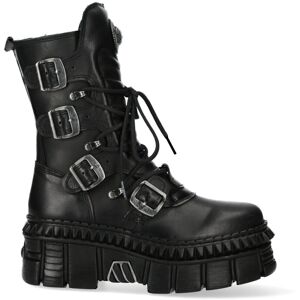 New Rock (44) NEW WALL373-S6 Unisex Metallic Black Gothic Boot New Rock (44) NEW WALL373-S6 Unisex Metallic Black Gothic Boot