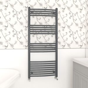 (1400x600mm, Anthracite) NRG Curved Central Heating Towel Rail Bathroom Heated R (1400x600mm, Anthracite) NRG Curved Central Heating Towel Rail Bathroom Heated R