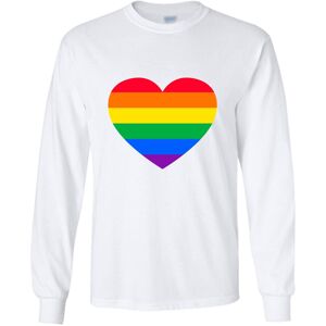Gildan (5XL) LGBTQ Colourful Rainbow Gay Pride Love Heart Long Sleeve Mens White T-Shir Gildan (5XL) LGBTQ Colourful Rainbow Gay Pride Love Heart Long Sleeve Mens White T-Shir