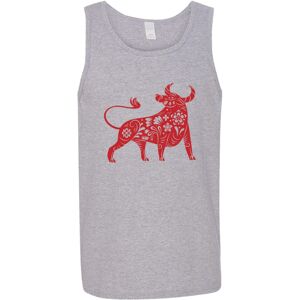 Gildan (2XL) Chinese Zodiac New Year OX Bull Cow Sport Grey Tank Top Singlet T Shirt Me Gildan (2XL) Chinese Zodiac New Year OX Bull Cow Sport Grey Tank Top Singlet T Shirt Me