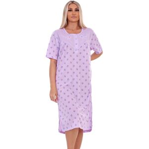 (Lavender, XL) Malay Plus Size Ladies Nightwear Buttons Floral Print Short Sleev (Lavender, XL) Malay Plus Size Ladies Nightwear Buttons Floral Print Short Sleev