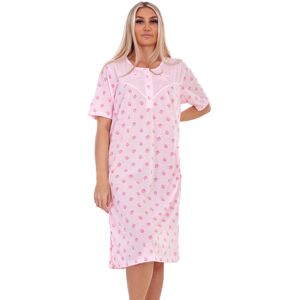 (Pink, XL) Malay Plus Size Ladies Nightwear Buttons Floral Print Short Sleeve Ni (Pink, XL) Malay Plus Size Ladies Nightwear Buttons Floral Print Short Sleeve Ni