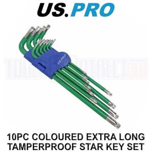 US PRO Tools 10PC Coloured Extra Long Tamperproof Star Key Set T9 - T50 1643 US PRO Tools 10PC Coloured Extra Long Tamperproof Star Key Set T9 - T50 1643