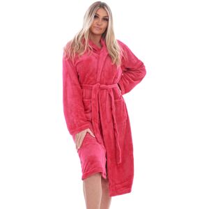 (Pink, L) Malay Womens Fleece Dressing Gowns Plain Soft Pockets Hooded Warm Snug (Pink, L) Malay Womens Fleece Dressing Gowns Plain Soft Pockets Hooded Warm Snug