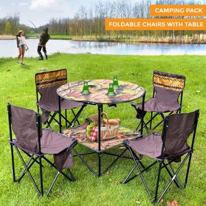 DENNY INT LTD Camping Table and Chair Set 5 Piece Outdoor Beach Picnic Furniture Fishing Cup DENNY INT LTD Camping Table and Chair Set 5 Piece Outdoor Beach Picnic Furniture Fishing Cup