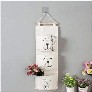 Dechoicelife (a-White) 3 Pockets Linnen Wall Mounted Storage Bag Closet Organizer Clothes Han Dechoicelife (a-White) 3 Pockets Linnen Wall Mounted Storage Bag Closet Organizer Clothes Han