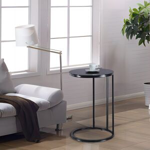 URBN Living (Black Legs & Black Glass Top) C-Shape Bed Side Small Table Chrome Legs Glass To URBN Living (Black Legs & Black Glass Top) C-Shape Bed Side Small Table Chrome Legs Glass To