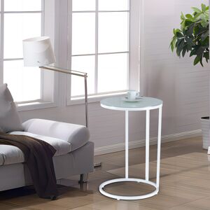 URBN Living (White Legs & White Glass Top) C-Shape Bed Side Small Table Chrome Legs Glass To URBN Living (White Legs & White Glass Top) C-Shape Bed Side Small Table Chrome Legs Glass To
