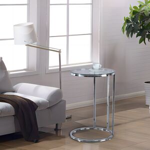 URBN Living (Chrome Legs & Clear Glass Top) C-Shape Bed Side Small Table Chrome Legs Glass T URBN Living (Chrome Legs & Clear Glass Top) C-Shape Bed Side Small Table Chrome Legs Glass T