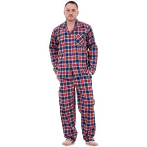 (Red, XXL) Malay Mens Pyjama Set Yarn Dyed Woven Check Cotton Blend Loungewear R (Red, XXL) Malay Mens Pyjama Set Yarn Dyed Woven Check Cotton Blend Loungewear R