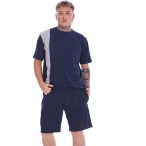 (Navy, XXL) Malay Jersey Pyjama Set Short Round Neck Cotton Blend Loungewear T-S (Navy, XXL) Malay Jersey Pyjama Set Short Round Neck Cotton Blend Loungewear T-S