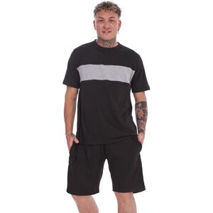 (Black, L) Malay Pyjama Set Shorts Cotton Jersey Round Neck Loungewear Striped T (Black, L) Malay Pyjama Set Shorts Cotton Jersey Round Neck Loungewear Striped T