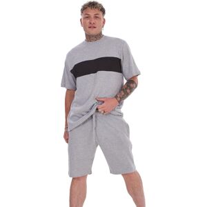 (Grey, M) Malay Pyjama Set Shorts Cotton Jersey Round Neck Loungewear Striped T- (Grey, M) Malay Pyjama Set Shorts Cotton Jersey Round Neck Loungewear Striped T-