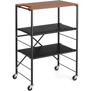 Costway Foldable Kitchen Cart - 3-Tier Adjustable Shelves Costway Foldable Kitchen Cart - 3-Tier Adjustable Shelves
