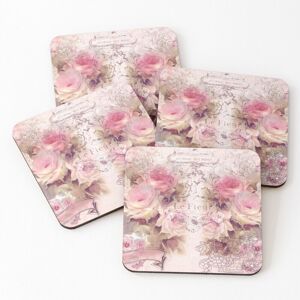 WHIBOS Leather Coasters Vintage Shabby Chic Flowers Artwork Set of 4 / 4 x 4 inch WHIBOS Leather Coasters Vintage Shabby Chic Flowers Artwork Set of 4 / 4 x 4 inch