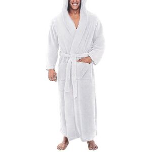 Unbranded (White, 3XL) Men's Winter Warm Hooded Fleece Long Dressing Gown Bathrobe Towelli Unbranded (White, 3XL) Men's Winter Warm Hooded Fleece Long Dressing Gown Bathrobe Towelli
