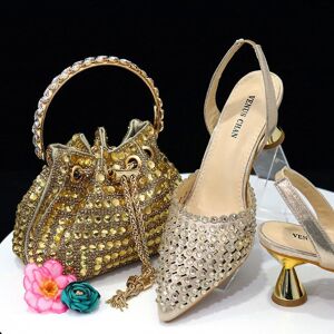 Unbranded (champagne, 43) Italian Design Shoe And Bag Set High Quality Handmade Lady Eveni Unbranded (champagne, 43) Italian Design Shoe And Bag Set High Quality Handmade Lady Eveni