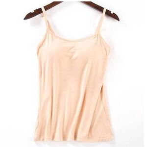 Unbranded (Apricot, M) Women Padded Soft Casual Bra Tank Top Women Spaghetti Cami Top Vest Unbranded (Apricot, M) Women Padded Soft Casual Bra Tank Top Women Spaghetti Cami Top Vest