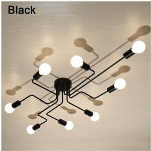 GreenZech (Black) Industrial Edison 8 Lights Semi Flush Ceiling Light E27 Vintage Wrought GreenZech (Black) Industrial Edison 8 Lights Semi Flush Ceiling Light E27 Vintage Wrought