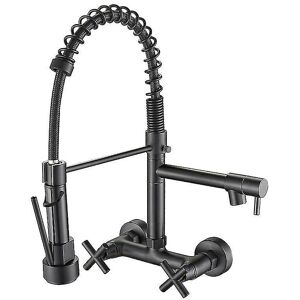 Unbranded (Black) Chrome/black Kitchen Faucet Dual Handles Hot Cold Water Kitchen Mixer Ta Unbranded (Black) Chrome/black Kitchen Faucet Dual Handles Hot Cold Water Kitchen Mixer Ta