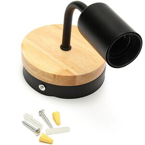GreenZech (Black) Modern White Black E27 Wall Lamp Fixture Sconce Holder Wood Base Cafe Ho GreenZech (Black) Modern White Black E27 Wall Lamp Fixture Sconce Holder Wood Base Cafe Ho