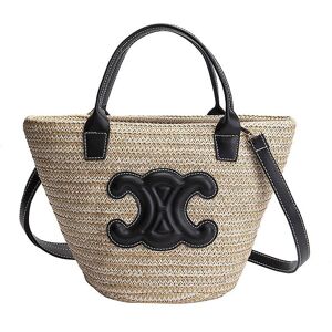 Unbranded Ladies Straw Tote Bag, Ladies Beach Bag, Rattan Bag Beach Bag, Black Unbranded Ladies Straw Tote Bag, Ladies Beach Bag, Rattan Bag Beach Bag, Black