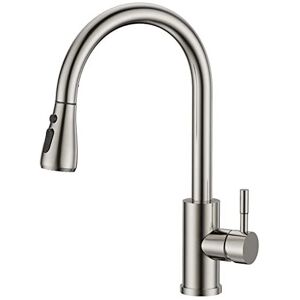 FORIOUS Kitchen Sink Taps Mixer with Pull Out Spray, Swivel Single Handle High A FORIOUS Kitchen Sink Taps Mixer with Pull Out Spray, Swivel Single Handle High A