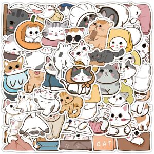 TIANCI 60Pcs Cartoon Cat Stickers for Kids Vinyl Waterproof Animals Stickers for Water TIANCI 60Pcs Cartoon Cat Stickers for Kids Vinyl Waterproof Animals Stickers for Water