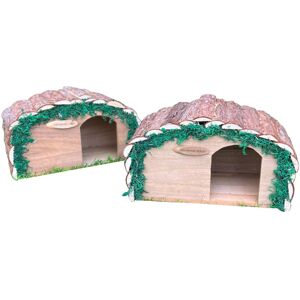 Selections Wooden Hedgehog House Hogitat With Bark Roof (Set of 2) Selections Wooden Hedgehog House Hogitat With Bark Roof (Set of 2)