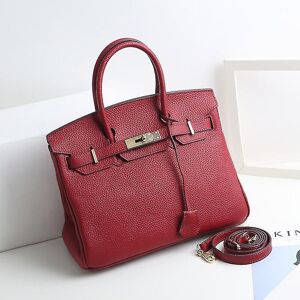 Unbranded (Wine red, 20*15*10cm) Ladies Women Leather Handbag Birkin First Layer Cowhide L Unbranded (Wine red, 20*15*10cm) Ladies Women Leather Handbag Birkin First Layer Cowhide L