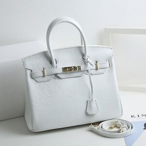 Unbranded (Pure white, 35*26*19cm) Ladies Women Leather Handbag Birkin First Layer Cowhide Unbranded (Pure white, 35*26*19cm) Ladies Women Leather Handbag Birkin First Layer Cowhide