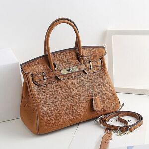 Unbranded (Yellowish brown, 30*23*16cm) Ladies Women Leather Handbag Birkin First Layer Co Unbranded (Yellowish brown, 30*23*16cm) Ladies Women Leather Handbag Birkin First Layer Co