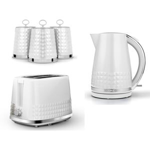 Tower Solitaire Kettle 2 Slice Toaster & Canisters Set White & Chrome Tower Solitaire Kettle 2 Slice Toaster & Canisters Set White & Chrome