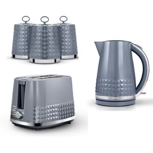 Tower Solitaire Kettle 2 Slice Toaster & Canisters Set Grey & Chrome Tower Solitaire Kettle 2 Slice Toaster & Canisters Set Grey & Chrome