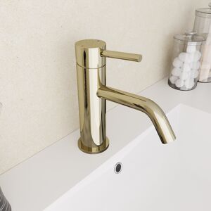 NES Home Modern Deck Mounted Gloss Round Single Lever Basin Mono Mixer Tap Gold NES Home Modern Deck Mounted Gloss Round Single Lever Basin Mono Mixer Tap Gold