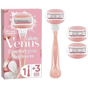 Gillette ComfortGlide Spa Breeze Women's Razor + 3 Razor Blade Refills, 2 Shaving Gel Bar Gillette ComfortGlide Spa Breeze Women's Razor + 3 Razor Blade Refills, 2 Shaving Gel Bar