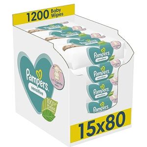 Pampers Sensitive Baby Wipes 15 Packs of 80 = 1200 Baby Wet Wipes, Unscented, For a Soft Pampers Sensitive Baby Wipes 15 Packs of 80 = 1200 Baby Wet Wipes, Unscented, For a Soft
