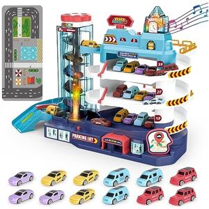 deAO Toys deAO Garage Track Set with Music and Light Effects for Kids, 3-story Parking Bui deAO Toys deAO Garage Track Set with Music and Light Effects for Kids, 3-story Parking Bui