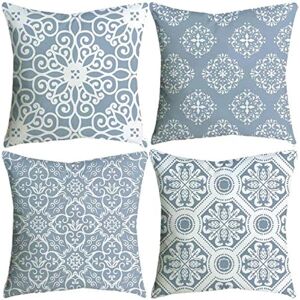 KEROTA Set of 4 Throw Pillow Covers Blue Grey Vintage Mandala Pillowcase Cushion Case f KEROTA Set of 4 Throw Pillow Covers Blue Grey Vintage Mandala Pillowcase Cushion Case f